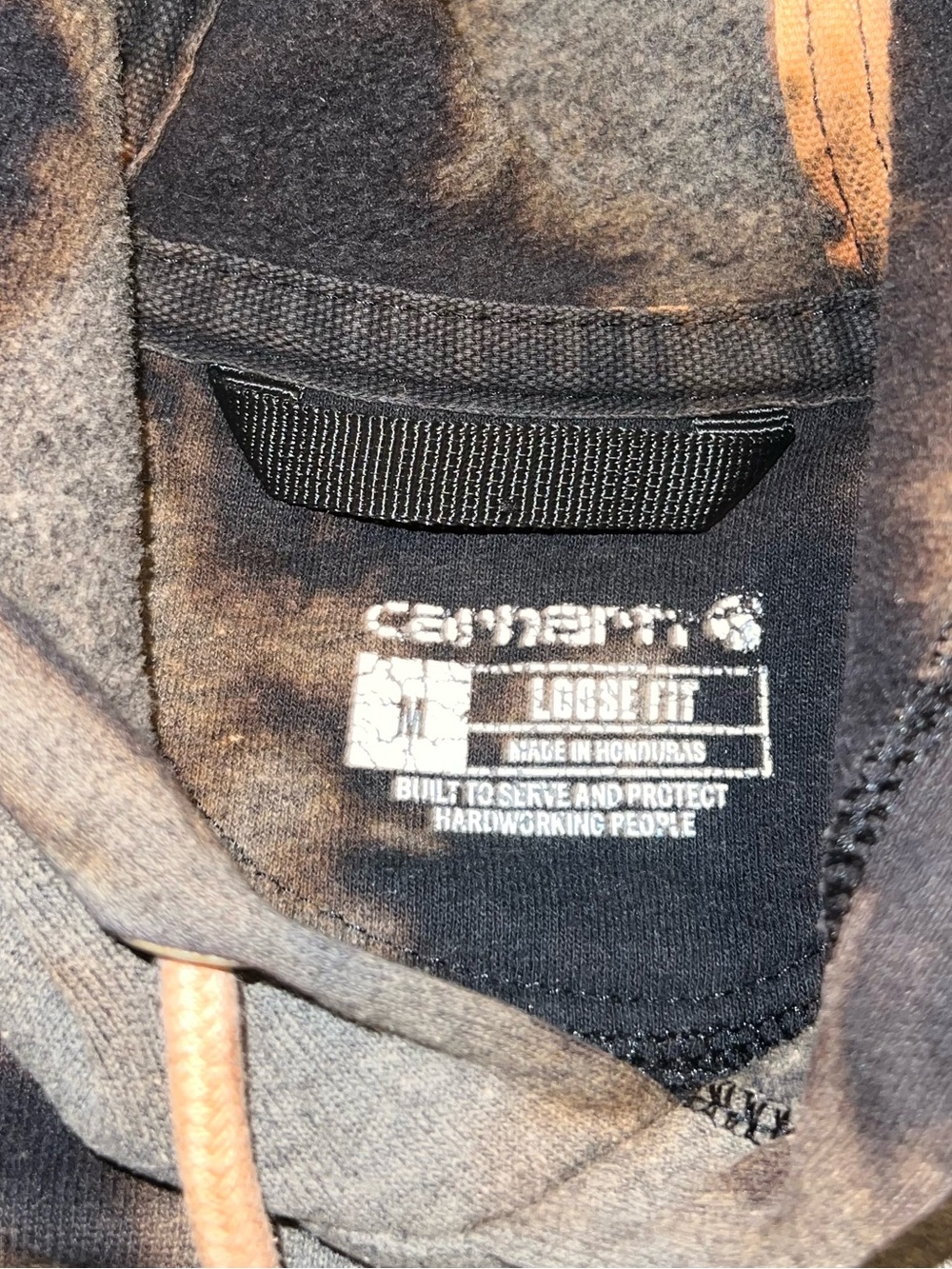Carhartt Loose Fit Black Gray Acid Wash Custom Pullover Sweatshirt Hoodie Size M - Picture 9 of 10